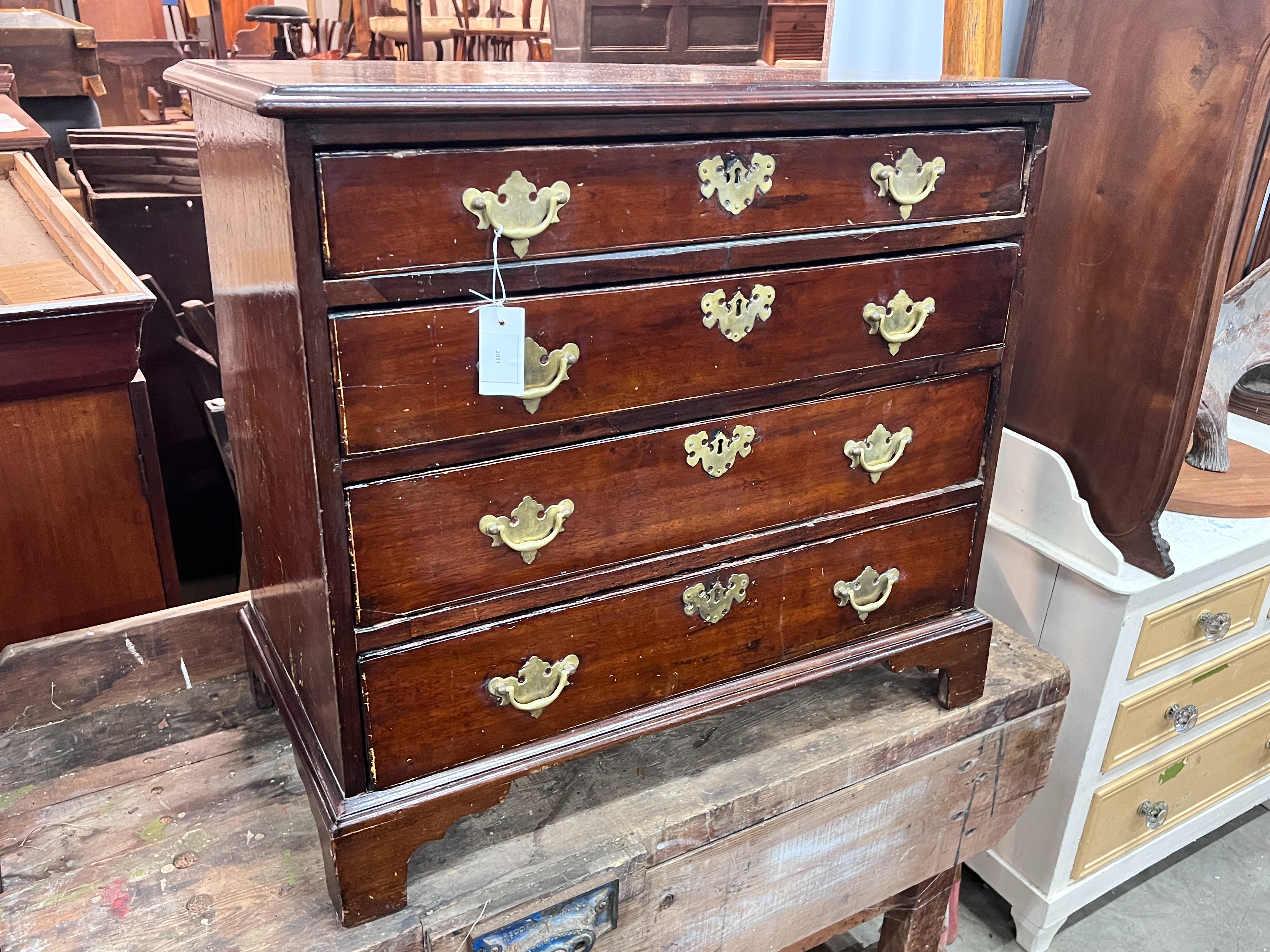 A small George III mahogany four drawer chest, width 79cm, depth 45cm, height 73cm